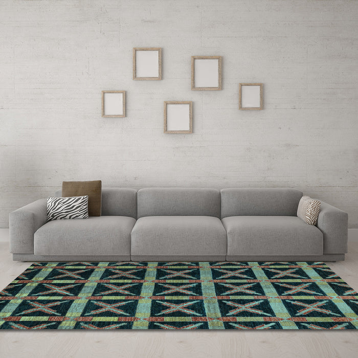 Machine Washable Abstract Light Blue Modern Rug in a Living Room, wshabs4223lblu