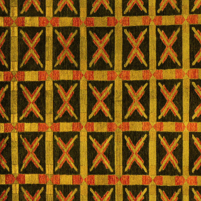 Square Machine Washable Abstract Yellow Modern Rug, wshabs4223yw