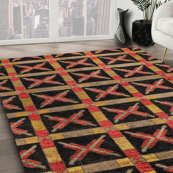Machine Washable Abstract Night Red Rug in a Family Room, wshabs4223