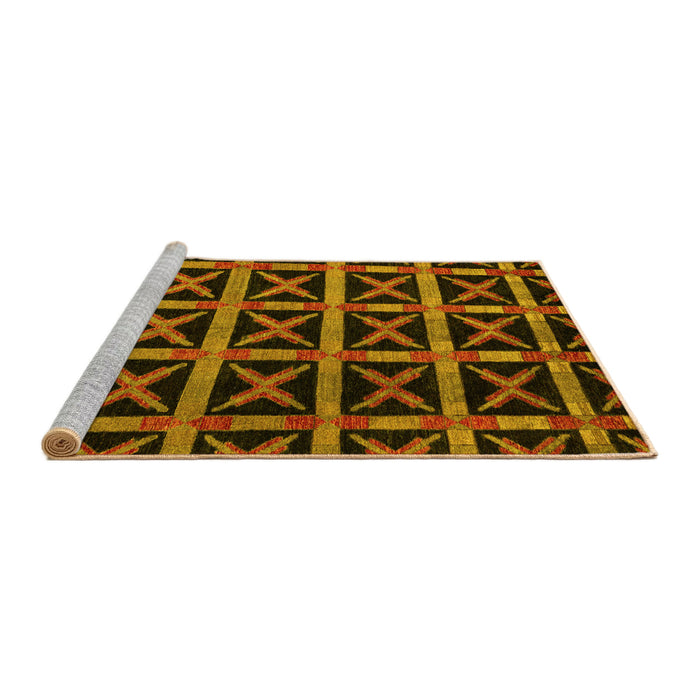 Sideview of Machine Washable Abstract Yellow Modern Rug, wshabs4223yw