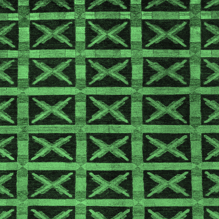 Square Machine Washable Abstract Emerald Green Modern Area Rugs, wshabs4223emgrn