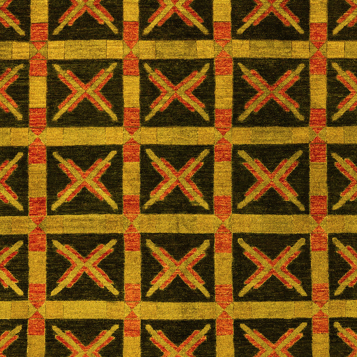 Machine Washable Abstract Yellow Modern Rug, wshabs4223yw