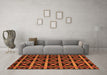 Machine Washable Abstract Orange Modern Area Rugs in a Living Room, wshabs4223org