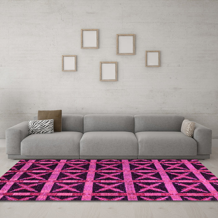 Machine Washable Abstract Pink Modern Rug in a Living Room, wshabs4223pnk