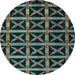 Round Abstract Light Blue Modern Rug, abs4223lblu