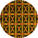 Round Abstract Yellow Modern Rug, abs4223yw