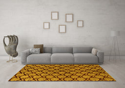 Machine Washable Abstract Yellow Modern Rug in a Living Room, wshabs4224yw
