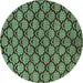 Round Abstract Turquoise Modern Rug, abs4224turq