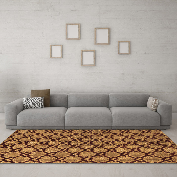 Machine Washable Abstract Brown Modern Rug in a Living Room,, wshabs4224brn