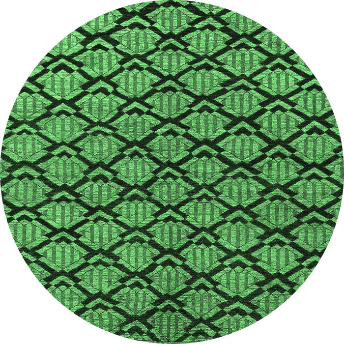Round Abstract Emerald Green Modern Rug, abs4224emgrn