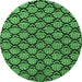 Round Abstract Emerald Green Modern Rug, abs4224emgrn