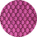 Round Machine Washable Abstract Pink Modern Rug, wshabs4224pnk