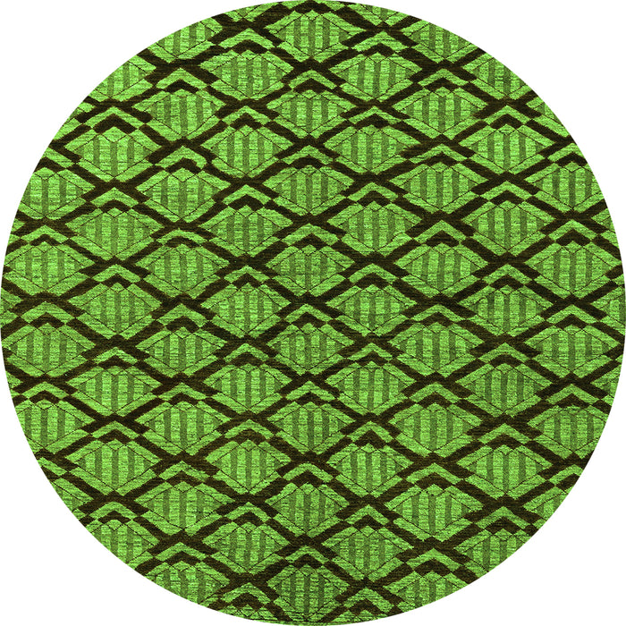 Round Machine Washable Abstract Green Modern Area Rugs, wshabs4224grn