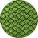 Round Machine Washable Abstract Green Modern Area Rugs, wshabs4224grn