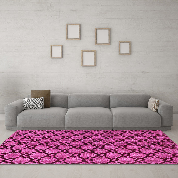 Machine Washable Abstract Pink Modern Rug in a Living Room, wshabs4224pnk