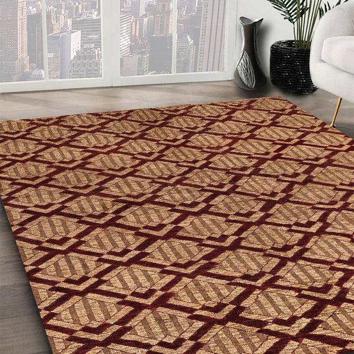 Machine Washable Abstract Saffron Red Rug in a Family Room, wshabs4224