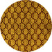 Round Abstract Yellow Modern Rug, abs4224yw