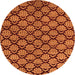 Round Machine Washable Abstract Orange Modern Area Rugs, wshabs4224org