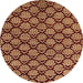 Round Machine Washable Abstract Saffron Red Rug, wshabs4224