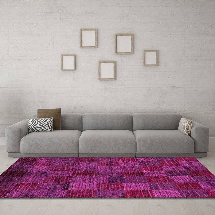 Machine Washable Checkered Pink Modern Rug in a Living Room, wshabs4225pnk