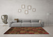 Machine Washable Checkered Brown Modern Rug in a Living Room,, wshabs4225brn