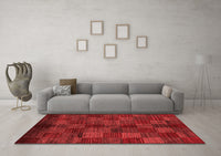 Machine Washable Checkered Red Modern Rug, wshabs4225red