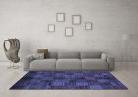 Machine Washable Checkered Blue Modern Rug, wshabs4225blu