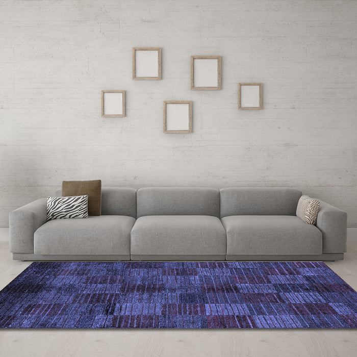 Machine Washable Checkered Blue Modern Rug in a Living Room, wshabs4225blu