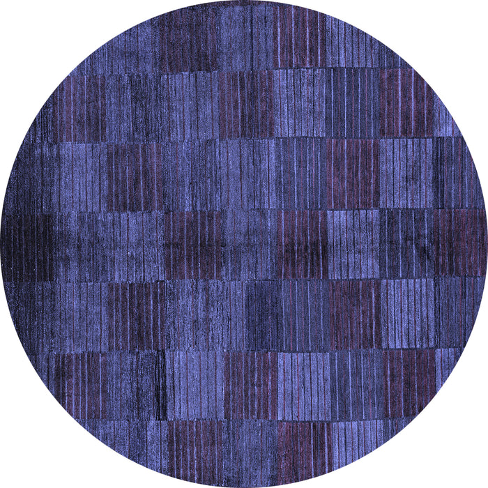 Round Machine Washable Checkered Blue Modern Rug, wshabs4225blu