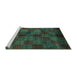 Sideview of Machine Washable Checkered Turquoise Modern Area Rugs, wshabs4225turq