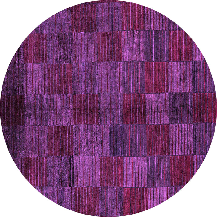 Round Checkered Purple Modern Rug, abs4225pur