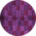 Round Checkered Purple Modern Rug, abs4225pur