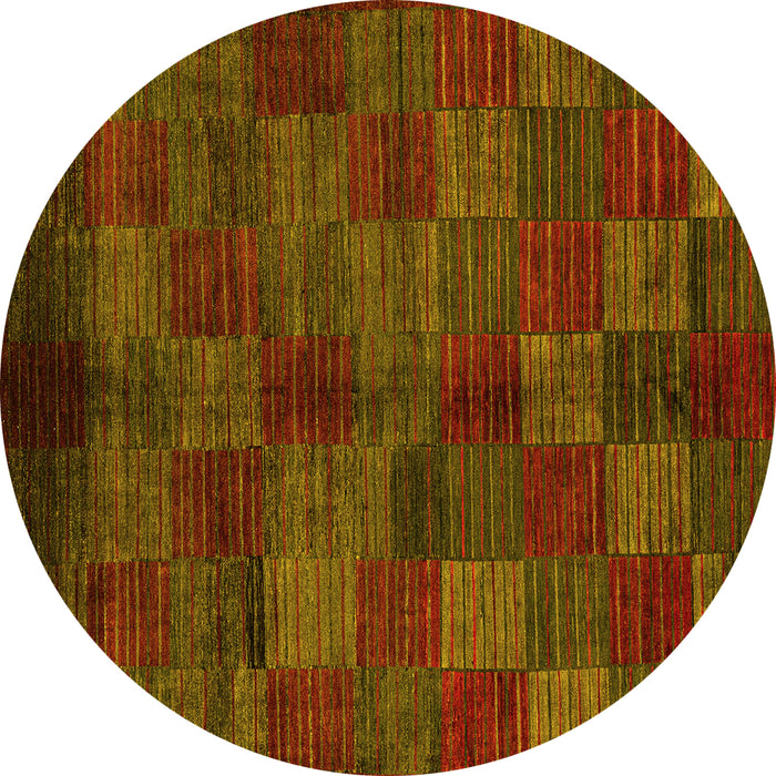 Round Checkered Yellow Modern Rug, abs4225yw