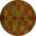 Round Checkered Yellow Modern Rug, abs4225yw