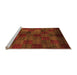 Sideview of Machine Washable Checkered Orange Modern Area Rugs, wshabs4225org