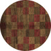 Round Checkered Brown Modern Rug, abs4225brn