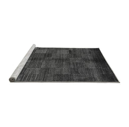 Sideview of Machine Washable Checkered Gray Modern Rug, wshabs4225gry