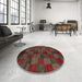 Round Machine Washable Abstract Coffee Brown Rug in a Office, wshabs4225