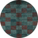 Round Checkered Light Blue Modern Rug, abs4225lblu