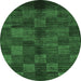 Round Checkered Emerald Green Modern Rug, abs4225emgrn