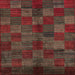 Square Abstract Coffee Brown Checkered Rug, abs4225