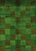 Machine Washable Checkered Green Modern Area Rugs, wshabs4225grn