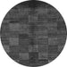 Round Machine Washable Checkered Gray Modern Rug, wshabs4225gry