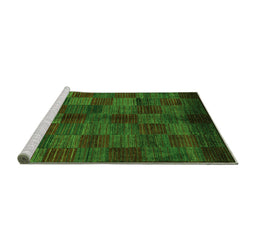 Sideview of Machine Washable Checkered Green Modern Area Rugs, wshabs4225grn