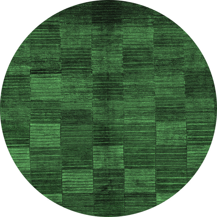 Round Machine Washable Checkered Emerald Green Modern Area Rugs, wshabs4225emgrn