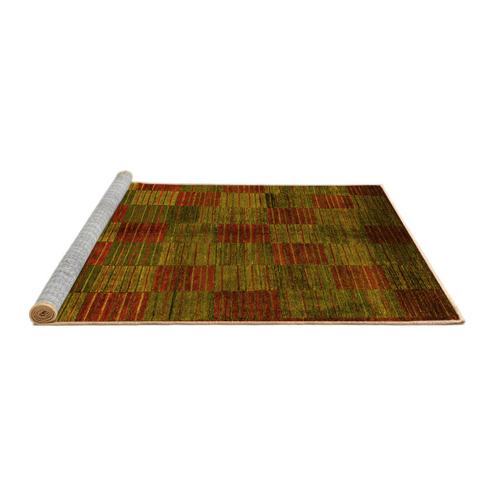 Sideview of Machine Washable Checkered Yellow Modern Rug, wshabs4225yw