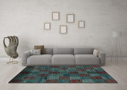 Machine Washable Checkered Light Blue Modern Rug in a Living Room, wshabs4225lblu
