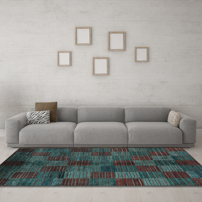 Machine Washable Checkered Light Blue Modern Rug in a Living Room, wshabs4225lblu