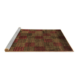 Sideview of Machine Washable Checkered Brown Modern Rug, wshabs4225brn