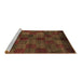 Sideview of Machine Washable Checkered Brown Modern Rug, wshabs4225brn